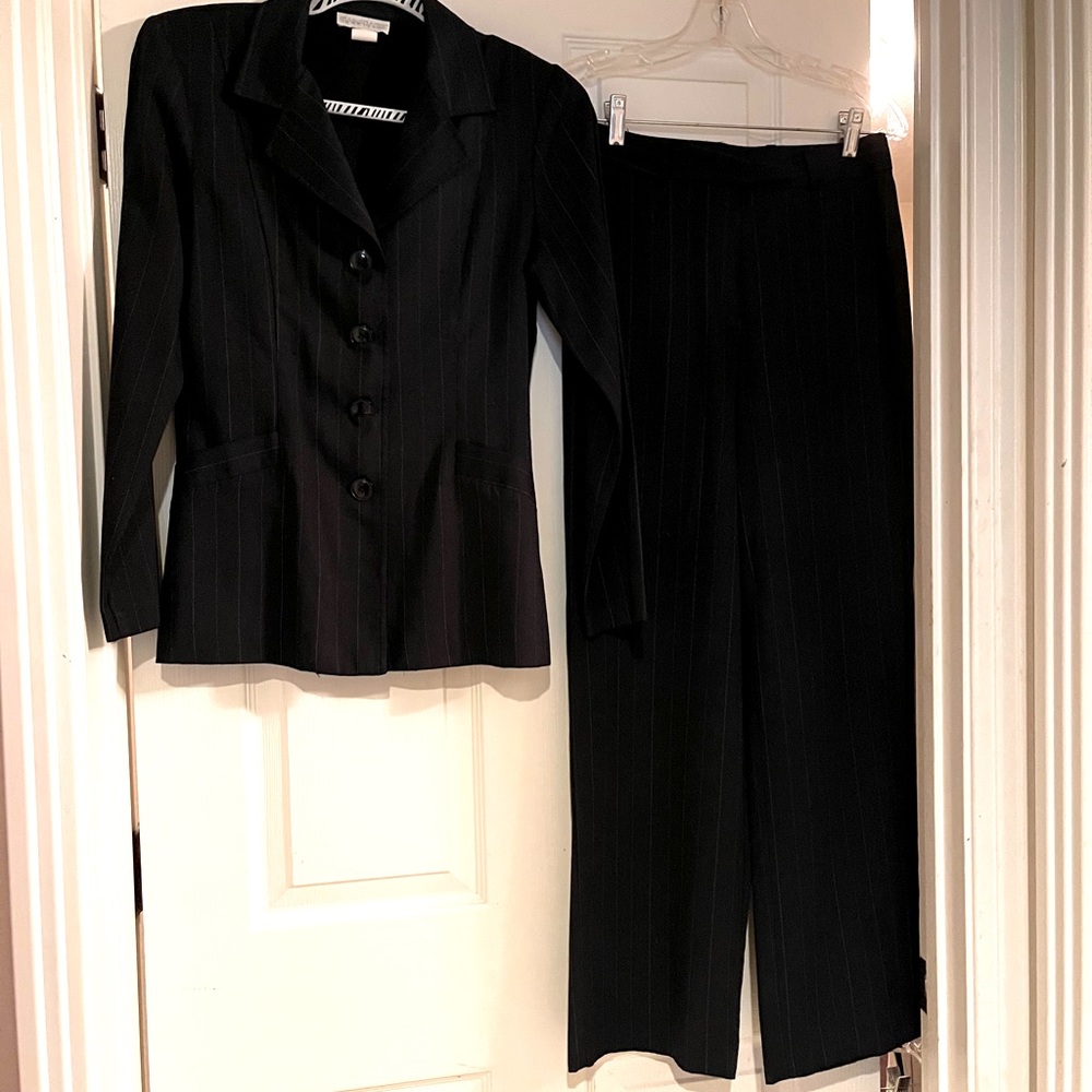 Black Pinstripe Pant Suit